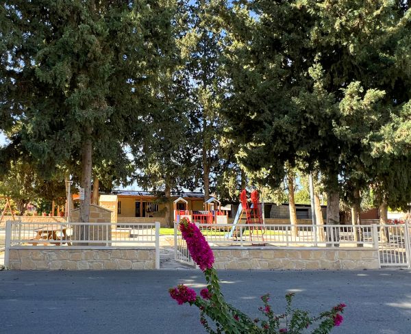 Park in the center of the community in Pyrga in Pyrga